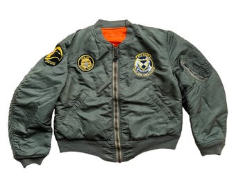 Vintage Alpha Industries Nylon Jacket MA-1 Flyer's Bomber - Etsy