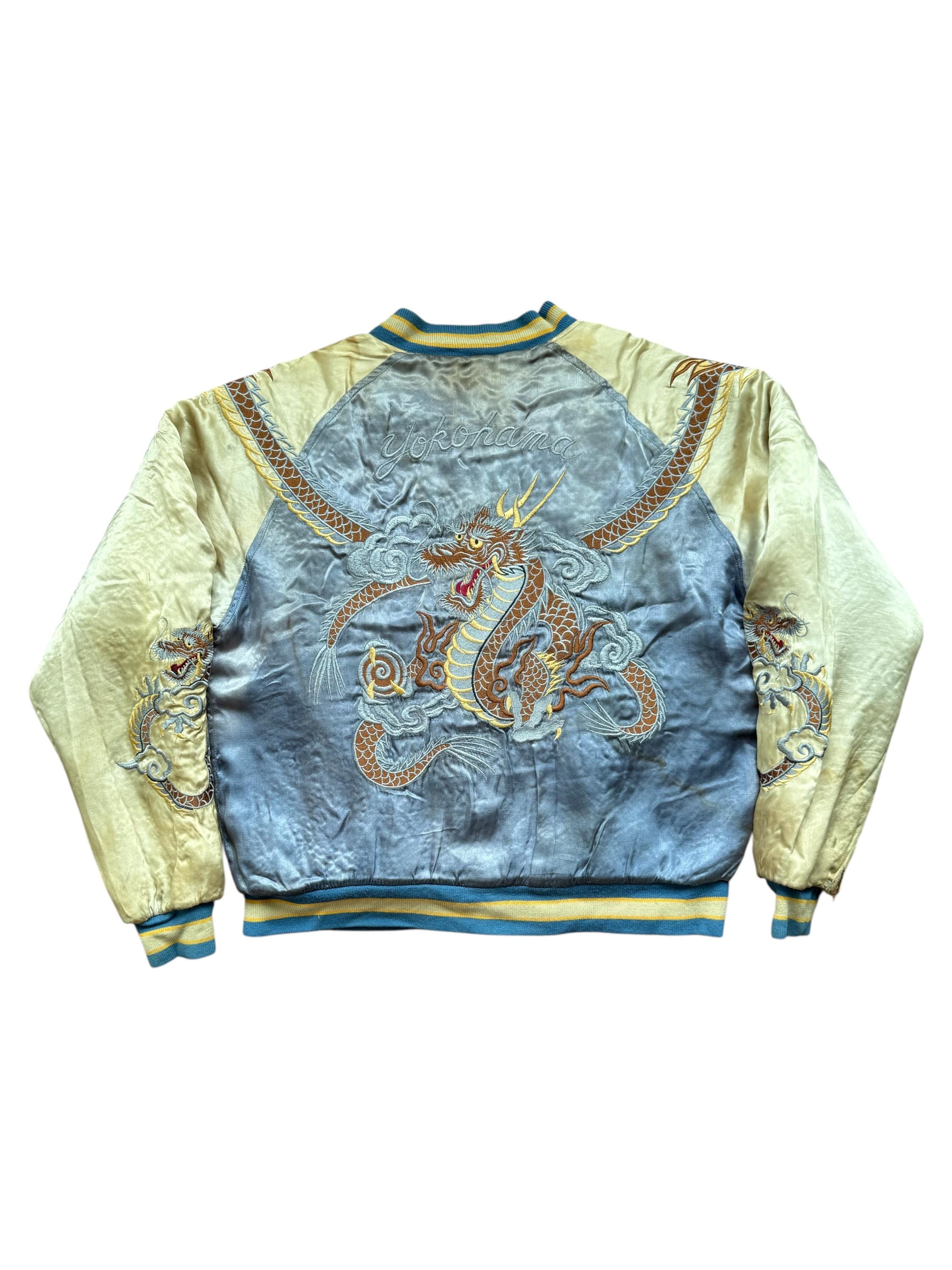 Very Rare Vintage Jacket Souvenir Sukajan Houston Dragon Yokohama