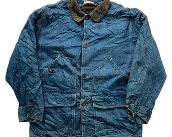 very rare vintage jacket denim jeans intrepid work chore with liner made in usa