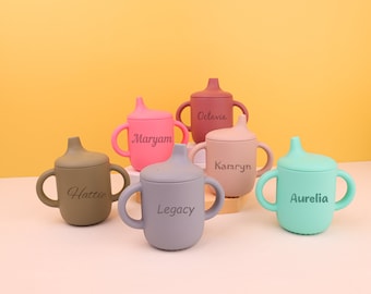 Custom Name Silicone Straw Cup for Baby,Toddler Mushroom tumbler with straw,Personalized Engraved Non-Spill Toddler Training Cup - 5 Ounces