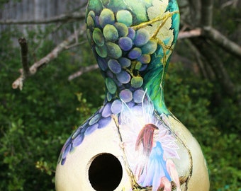 Fairy in the Vineyard Gourd Birdhouse