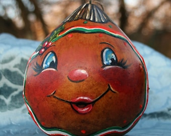Ms. Ginger Holly Gourd Ornament