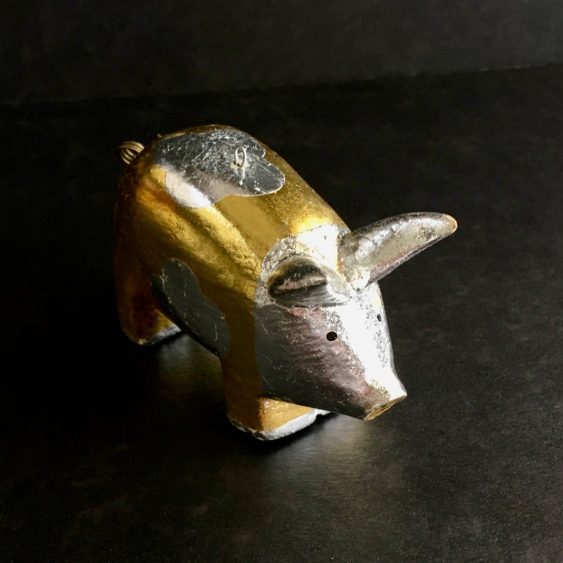 Pig Christmas Ornament Gold Pig Holiday Decoration Fun Hand  Etsy