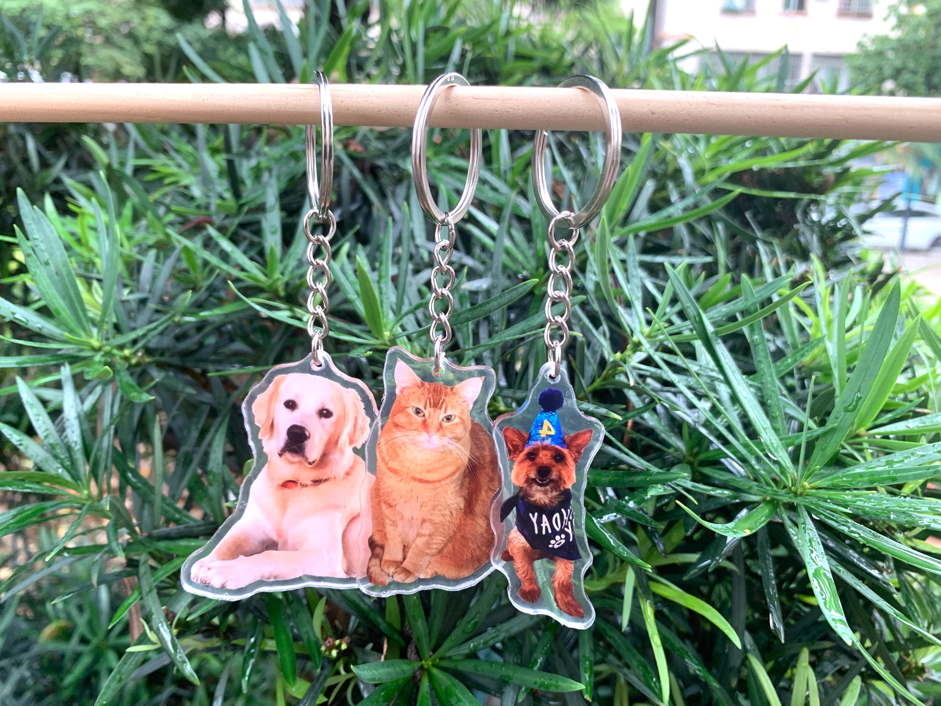 Pet Portrait Keychain, Custom Cat Keychain, Personalized Dog Photo Keychain, Pet Memorial Gift, Gift for Pet Lovers