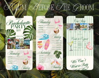 Tulum Bachelorette Party Website Template: Editable Canva Itinerary