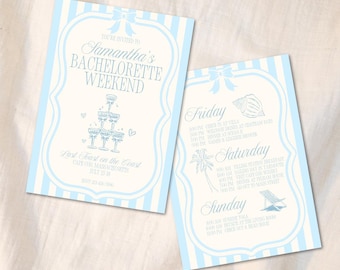 Bachelorette Itinerary & Invite: Last Toast on the Coast - Editable Canva Template (Digital Download