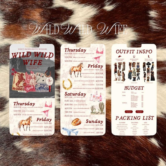 Scottsdale Bachelorette Itinerary Template | Western Cowgirl Canva (Digital Download)