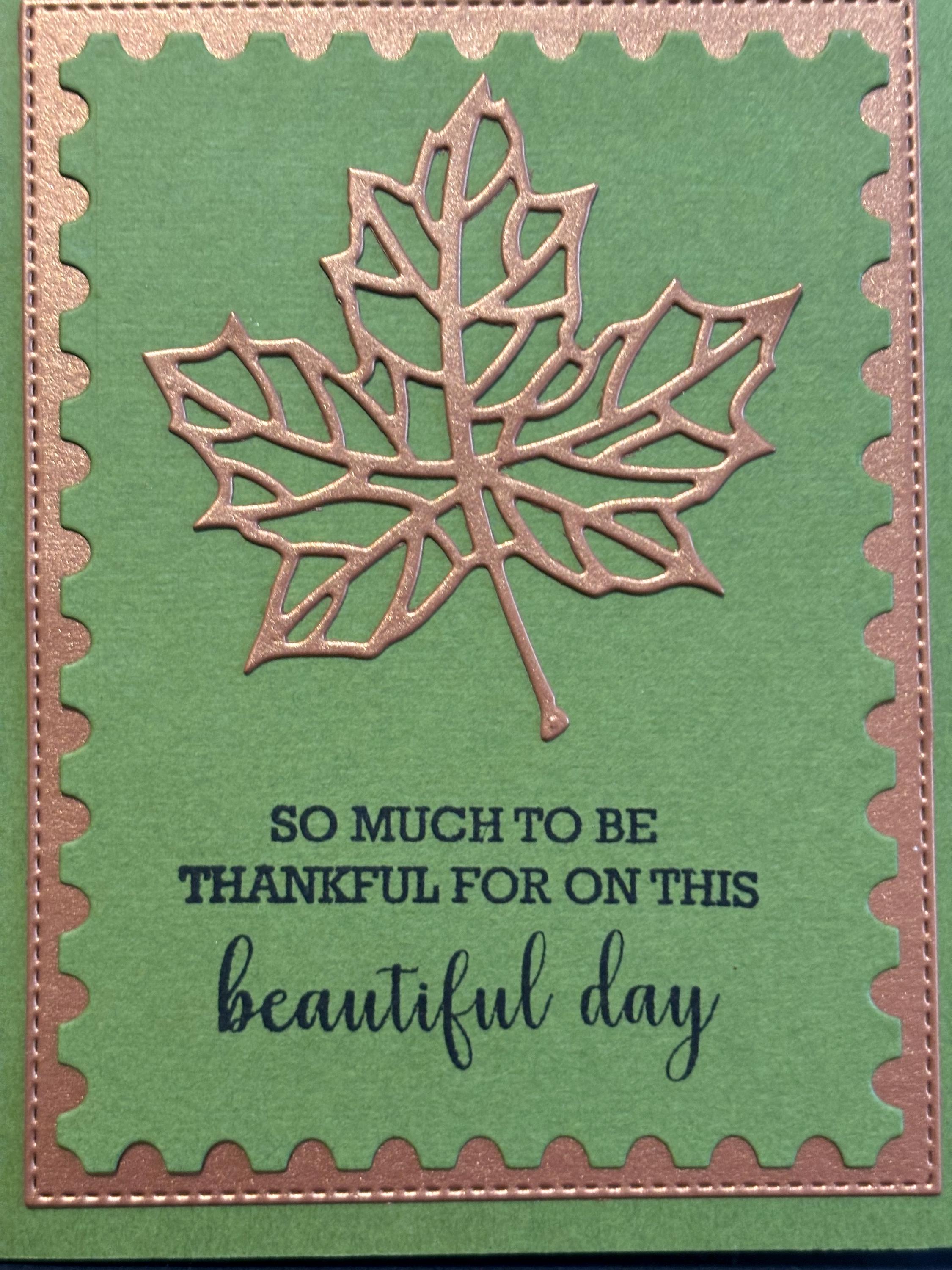 Handmade Fall Thank You Card, Olive Green Leaf - Etsy