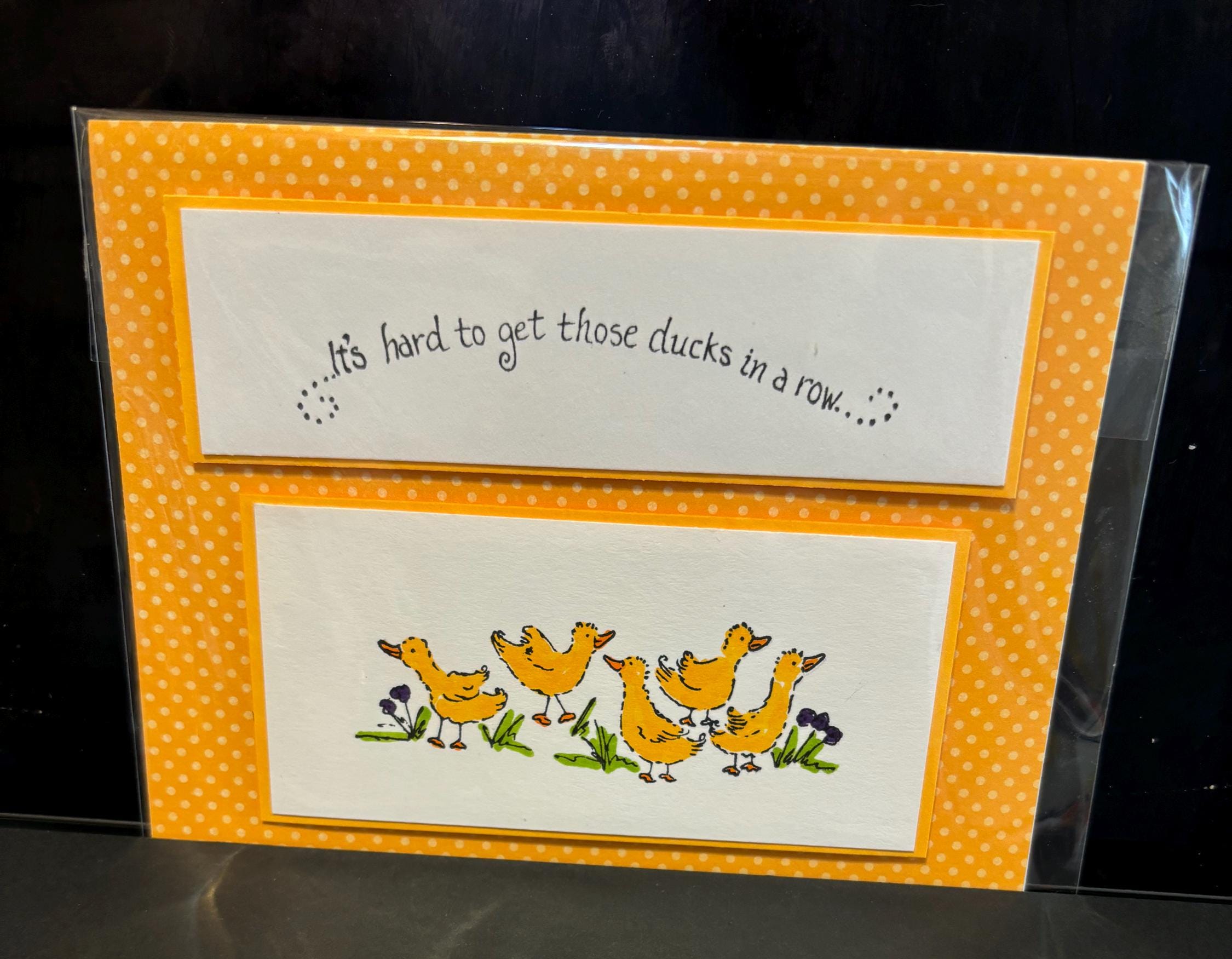 Handmade Duck Greeting Card: Humorous Sentiment, Rubber Stamped