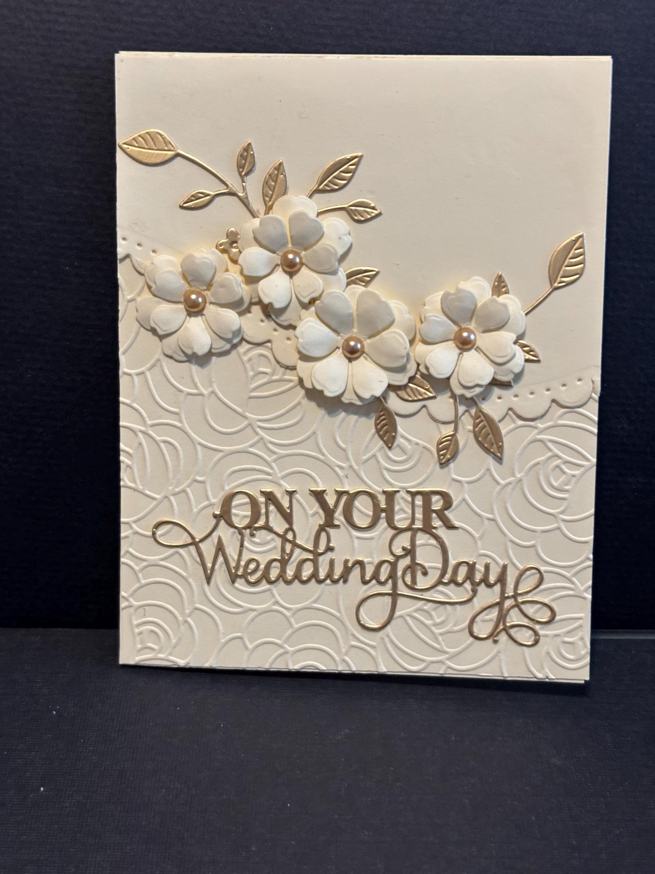 Handmade Wedding Card: Beige and Gold Florals - Etsy