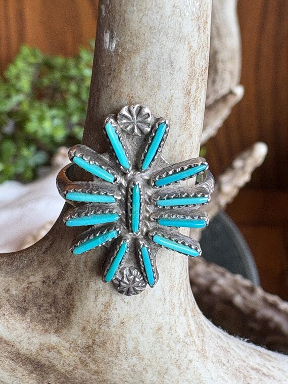 Native American Sterling Turquoise Statement Ring… - image 1