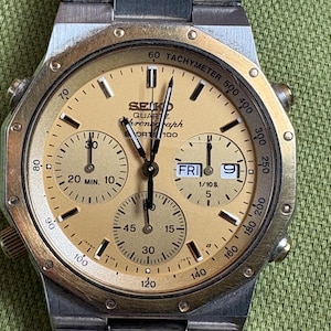 Seiko Moon Phase Sports 100 Chronograph Vintage 80's Men's Watch