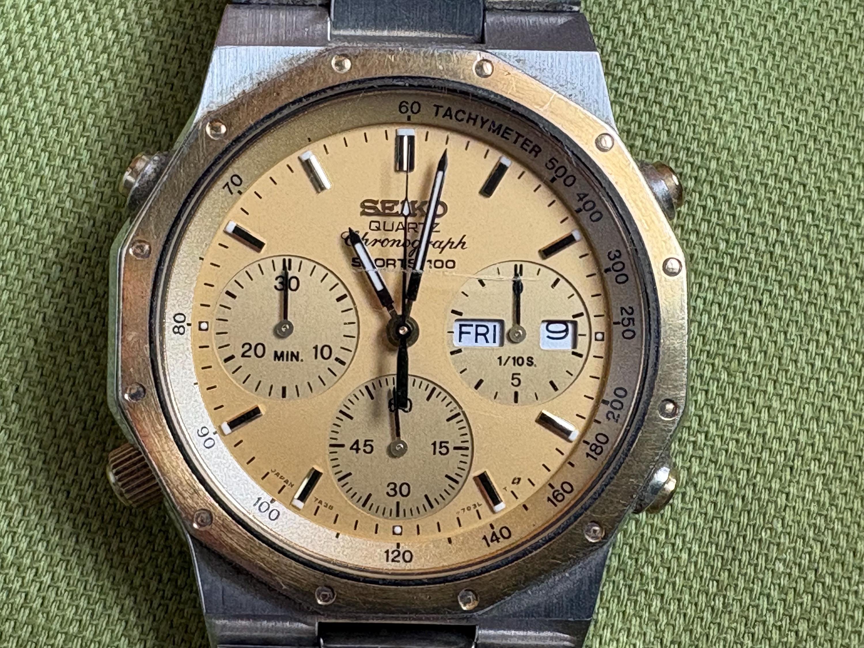 【ヴィンテージ】70~80's SEIKOマントル時計 Seiko 7A38-702H Vintage 80's Men's Watch Moon Phase Sports 100