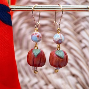 Autumn Pumpkin Earrings, Fall Boho Jewelry, Cute Earthy Accessory, Harvest Season, Polymer Clay, Witchy Handmade Gift, Fun Unique Novelty
