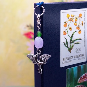 Lunar Moth Journal Charm: Silver Moon Planner Accessory, Celestial Notebook Decoration