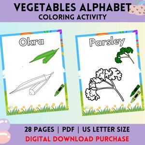 Vegetables Coloring Activity Vegetables Alphabet Coloring Vegetables ...