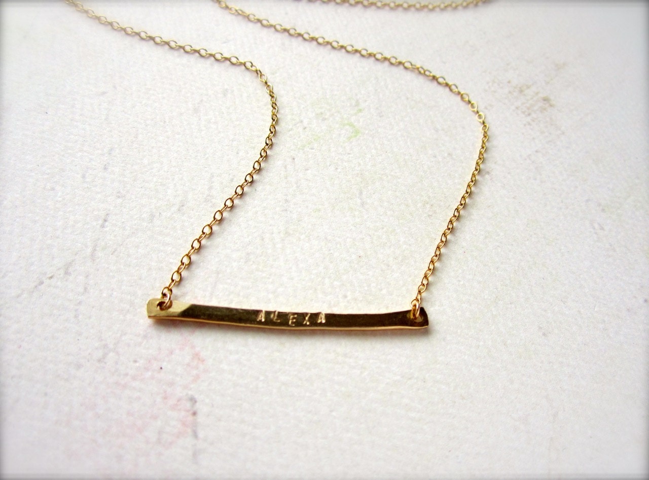 Custom Tiny Name Necklace Bar Handmade With 50