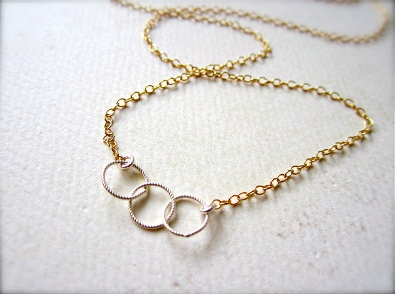 Trio Necklace Classic Interlocking Three Circle Trinity Etsy