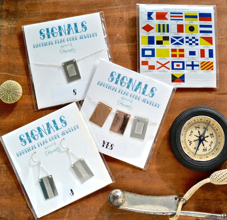 Signals Nautical Flag Necklace Custom Nautical Flag Necklace, Custom Name Necklace, Semaphore