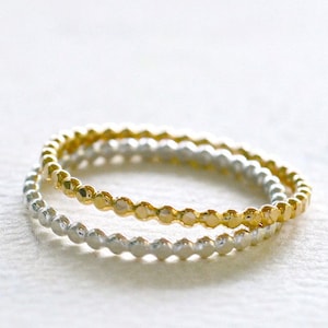 Droplets Ring - gold hammered dot ring, silver dot ring, stacking ring, dotted ring, skinny stacking ring