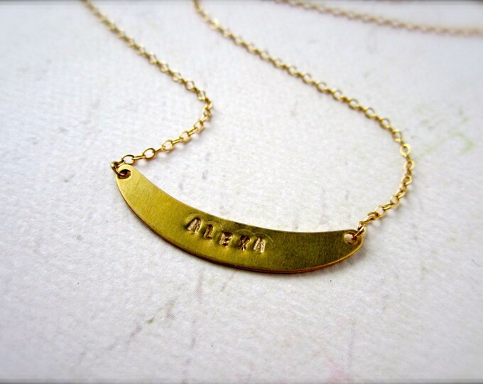 Custom Name Necklace Gold Brass Personalize Initial Etsy