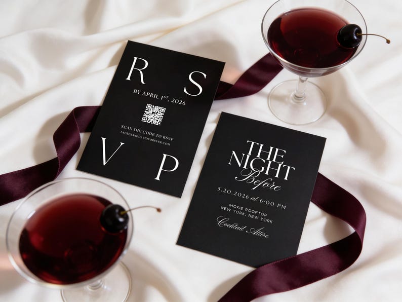 Black and White Wedding Invitation Suite, Old Money Canva Template ...