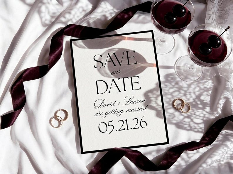 Black and White Wedding Invitation Suite, Old Money Canva Template ...