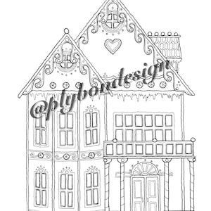 Gingerbread House Coloring Page - Digital Download