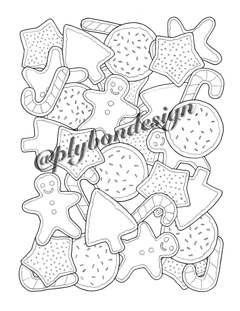 Christmas Cookies Coloring Page Digital Download image 1