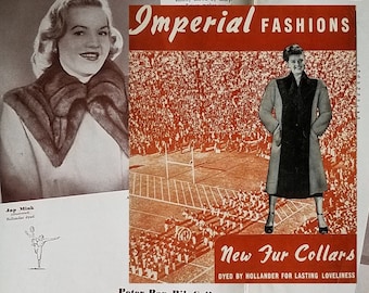 1948 Catalog, Fur Collars, 1940s glamour coat trims, by Pomeranz, Imperial Fashions NY
