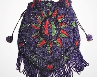 Antique Beaded Bag Purse, Red Green Blue, Niagara Falls NY, OOAK unique design