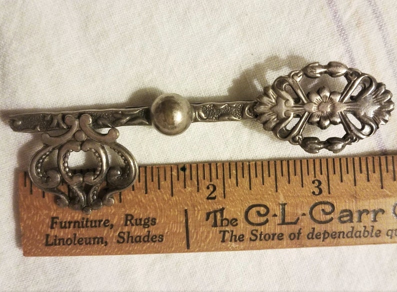 Large Key Pin, old silver plated, Victorian Revival, unisex image 6