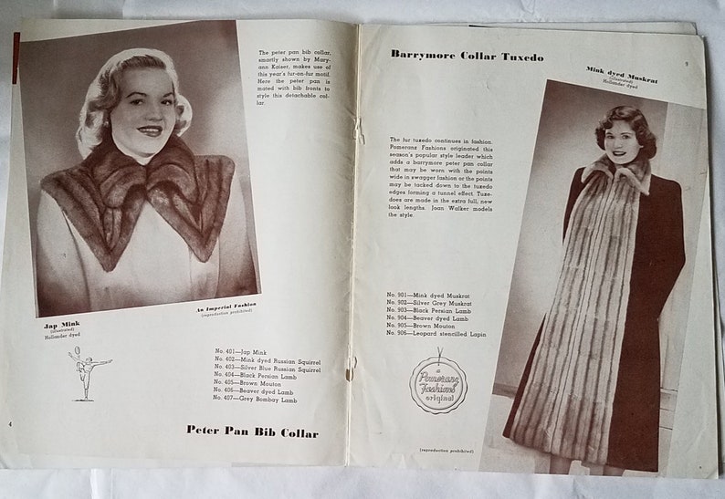 1948 Fashion Catalog fur collars for coats, Pomeranz, Imperial Fashions NY image 5