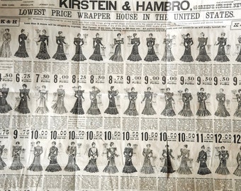 1901 Fashion Poster, 42 Wrappers, antique dresses, advertisement, original broadside Kirstein & Hambro, poster