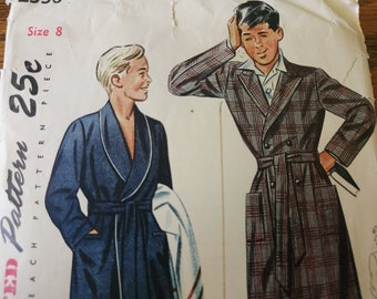 1947 Simplicity Pattern 2338 Boys Bathrobe or Lounging Robe, size 8