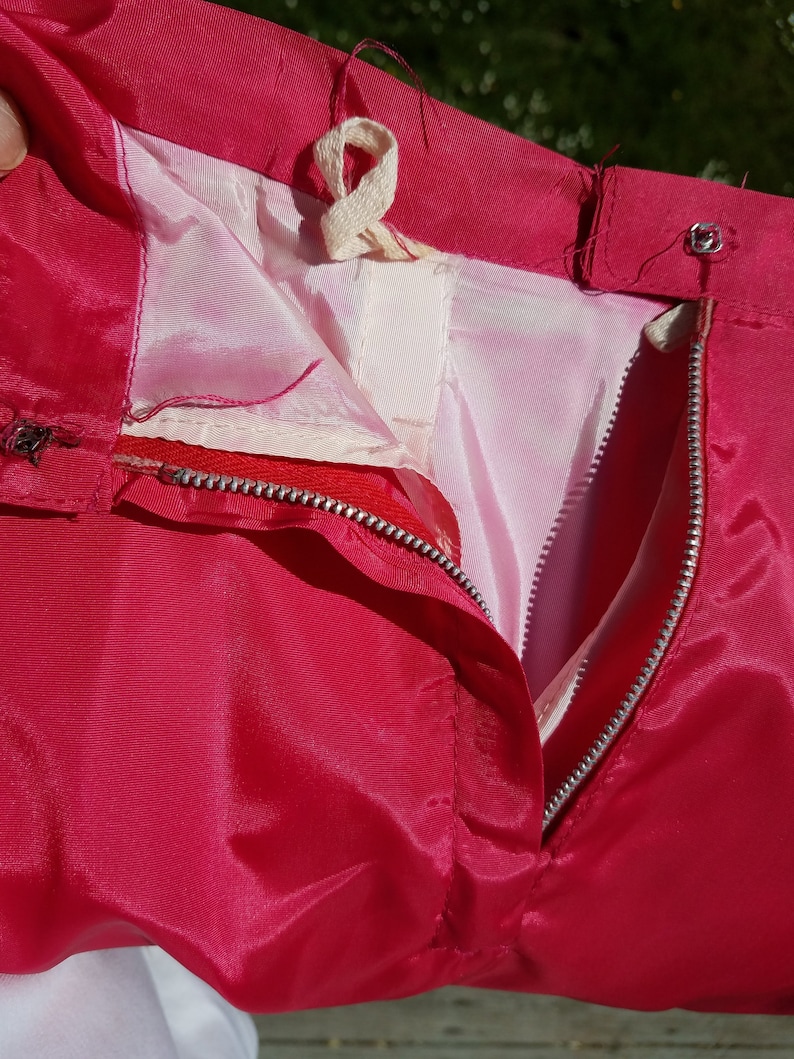 2 pc Vintage 1940s Skirt /& Jacket hot pink raspberry taffeta M size womens suit dress separates