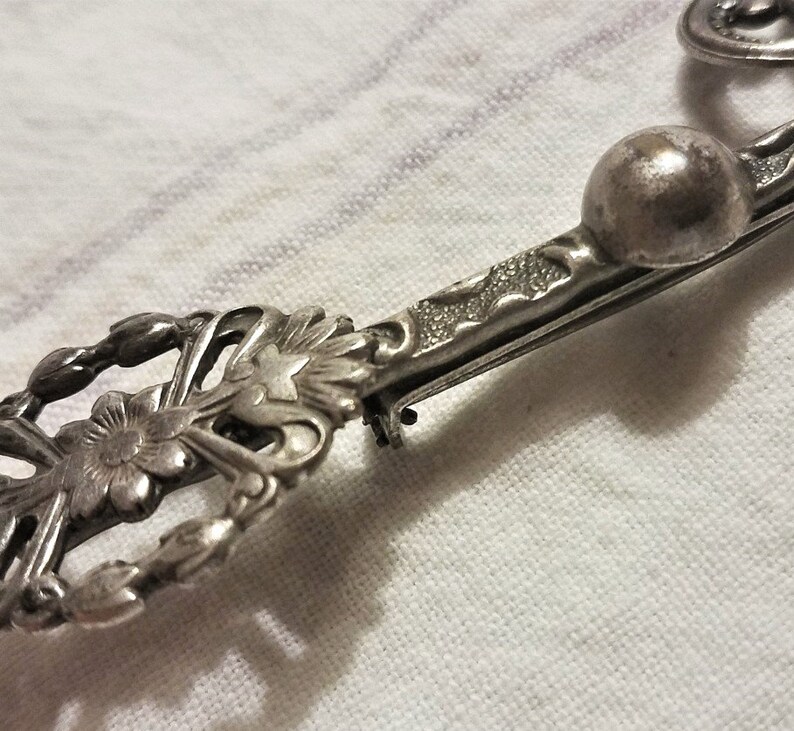 Large Key Pin, old silver plated, Victorian Revival, unisex image 3