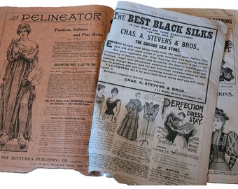 1893 Delineator Magazine, Butterick Publishing, original Victorian fashion history and culture