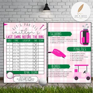 Bar Golf Scorecard | Editable Canva Template | Bar Golf | Bachelorette Party | Birthday Party | Customizable Template | Pink scorecard