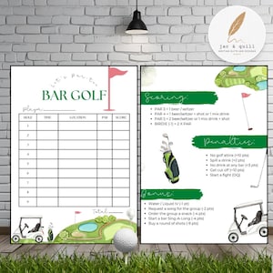 Bar Golf Scorecard | Editable Canva Template | Bar Golf | Bachelor Party | Birthday Party | Customizable Template | Bachelorette Party