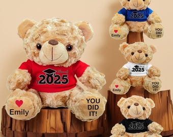 Bär mit Namen, benutzerdefiniertes Geschenk für graduiert, Grad Bär 2025, benutzerdefinierte grad Teddy, Plüsch graduierten Geschenk, Graduierung Andenken, Geschenke für sie 2025, Graduierung Geschenk