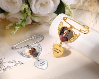 Custom Wedding Bouquet Photo Charm, Groom Bridal Charm, Memorial Pin for Wedding, Wedding Gift, Gift for Couple