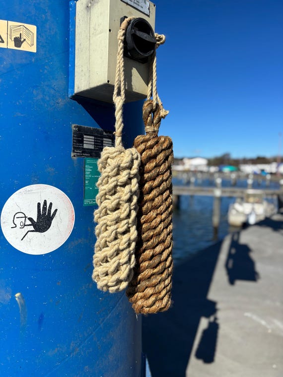 Large Hanging Rope Fender for Wooden Boats – Nautical Dock Bumper – Handmade Custom Size