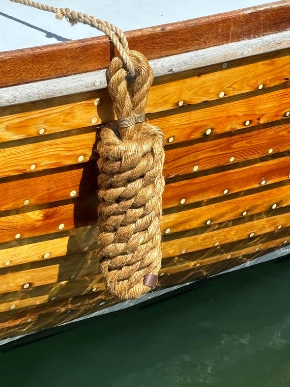 Manila Rope Fender – Handmade Nautical Bumper for Wooden Boats – Traditional Thick Rope Fender