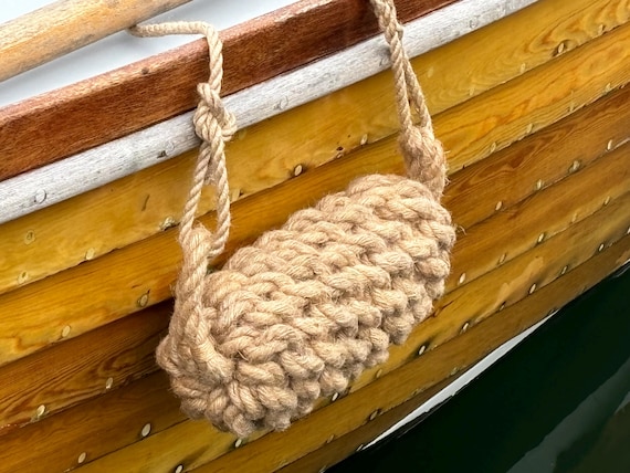 Extra Thick Rope Fender – Horizontal or Vertical Mount – Handmade Jute Fender for Wooden Boats