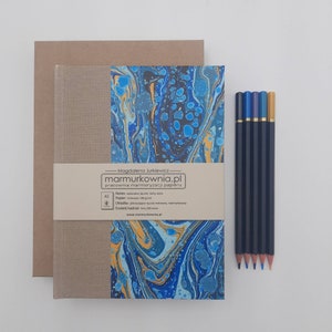 Marbled NOTEBOOK A5 handmade, 200 pages line, journal, diary, sketchbook, bullet jorunal, classic binding, marbled paper, handpainted paper