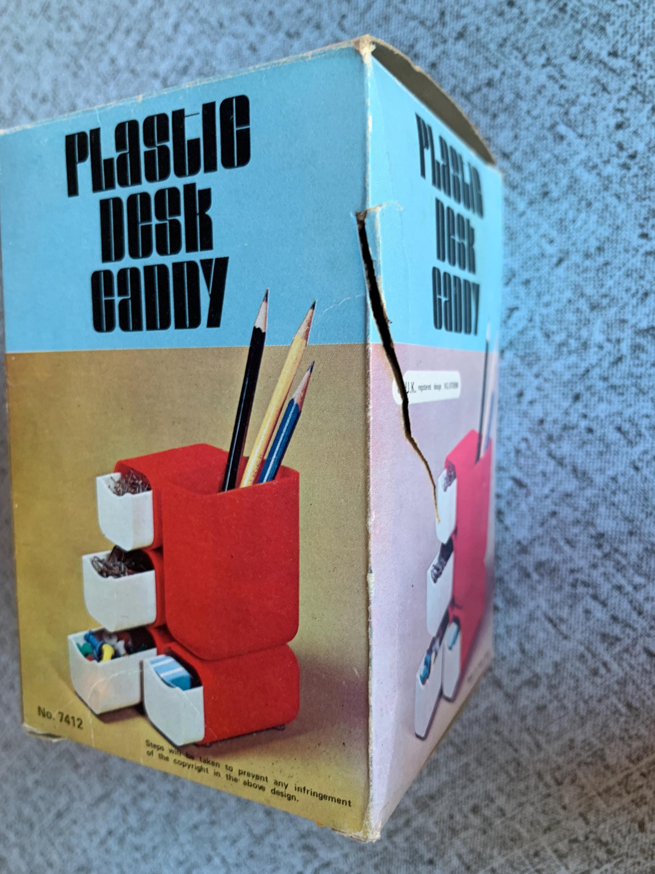 Plastic Desk Caddy by HOF Space Age Orange/white 1970s Design