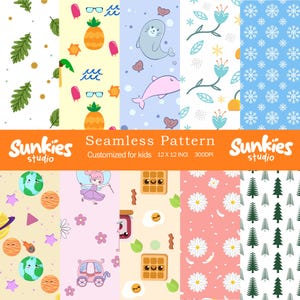 Custom Seamless Pattern Design | Children's Book Clipart Digital Download for Fabric & Illustration