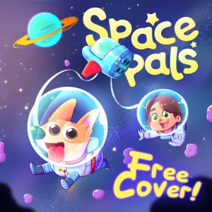 May include: A colorful illustration featuring the words "Space Pals" in yellow, with a cartoon spaceship, a dog in a spacesuit, and a child in a spacesuit. The words "Free Cover!" are also present.