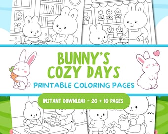 Libro para colorear de conejitos: Actividades de verano fáciles y divertidas (Descarga digital)